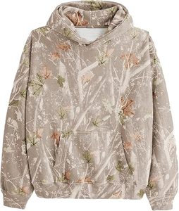 Sudadera con capucha de camuflaje de gran tamaño para mujer con estampado sublimado de hoja de arce, jersey de lana de manga larga, sudadera con bolsillo de invierno, suministro ODM - Product Image 1