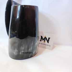 Taza de cuerno pulido con asa Tankard de cuerno para Ale & Mead Tribal Taza de cuerno tallado - Product Image 2