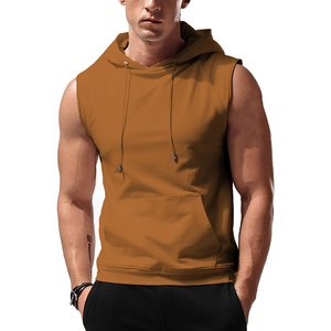 Remise directe d'usine vente en gros de sweats à capuche pour hommes sports fitness gym personnalisés débardeur à capuche pour hommes uni - Product Image 1