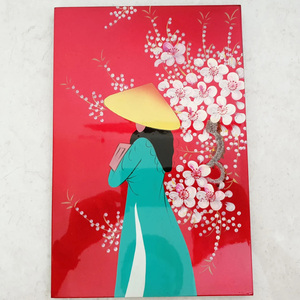 ศิลปะแล็คเกอร์สำหรับตกแต่งบ้านภาพวาดเคลือบหรูหราของสาวเวียดนามใน AO Dai - Product Image 3