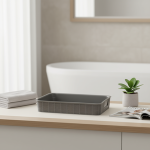 Cesta de Almacenamiento Stefanplast ELEGANCE Gris Piedra 35x26x6cm, Diseño Elegante de Cesto para Desechos - Product Image 3