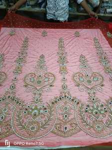 Meilleur prix 100% Polyester tissu perlé de luxe avec Zircon fait à la main fournisseur indien vêtements faisant tissé et motif de maille - Product Image 5