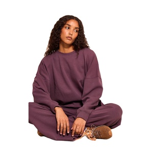 À la mode femmes col rond sweat Style de base coton lourd tissu coupe décontractée Streetwear sweat dames vêtements en gros - Product Image 4