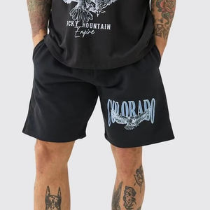 Conjunto de camiseta y pantalones cortos con gráfico grande y cuello extendido de gran tamaño, conjunto de chándal para hombre con pantalones cortos y camiseta con logotipo personalizado, conjunto de verano - Product Image 2