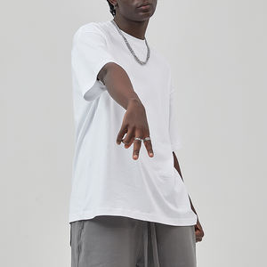 T-shirt 100% coton à épaules tombantes T-shirt personnalisé vierge surdimensionné T-shirt Streetwear pour hommes - Product Image 1