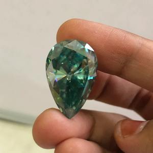 จี้เพชรโมอิสสีเขียวรูปลูกแพร์27กะรัต (1ชิ้น) ทำด้วยมือ - Product Image 3