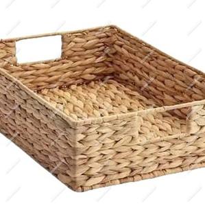 Panier en osier de jacinthe d'eau écologique fait à la main poignées intégrées panier de rangement de salon organisateur de rangement de blanchisserie - Product Image 4