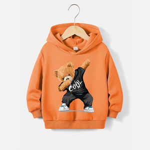 Ropa de bebé niño niña sudaderas con capucha Niño Color sólido manga larga pulóver oso Logo Hoodi para hombres - Product Image 4