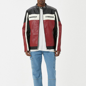 Veste en cuir pour hommes à prix réduit, tenue tendance de rue et de motard pour hommes - Product Image 4