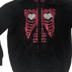 Sweatshirts à capuche d'hiver pour hommes de qualité supérieure 100% coton respirant Style décontracté strass détail motif solide - Product Image 5