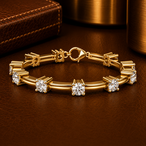 Bracelet tennis à diamants de laboratoire taille ronde DEF VVS 5.60 CTW en or jaune 14K, bijoux de mariage personnalisés, vente en gros OEM - Product Image 1