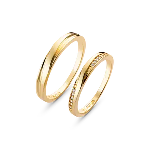 우아한 기본 디자인 18k 14k 솔리드 골드 쥬얼리 결혼 반지 세트 커플 다이아몬드/moissanite 베트남 제조 NC560
