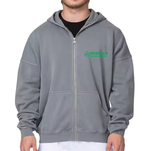 Sweat à capuche zippé unisexe de qualité supérieure, 300-500 GSM, 100% coton molletonné/éponge française, impression personnalisée en relief, épaules tombantes, à enfiler rapidement - Product Image 2