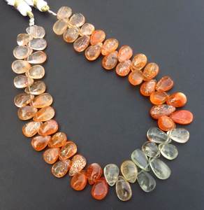 ลูกปัดซันสโตนแอฟริกัน9 "ธรรมชาติ100% 8-12มม. ลูกปัดหินอัญมณีสีรุ้งประกาย - Product Image 1