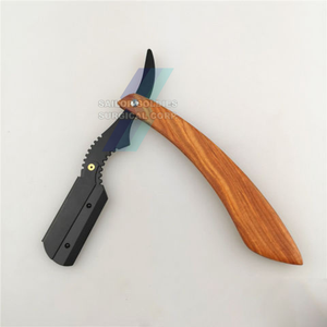 Maquinilla de afeitar de peluquero de garganta cortada de alta calidad, maquinilla de afeitar de peluquero con mango de madera, maquinilla de afeitar de acero inoxidable con logotipo personalizado, maquinillas de afeitar de una sola hoja - Product Image 2