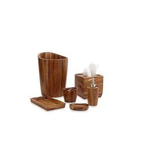 Ensemble de salle de bain décoratif en bois, design de luxe, 5 pièces, couleur bois naturel - Product Image 4