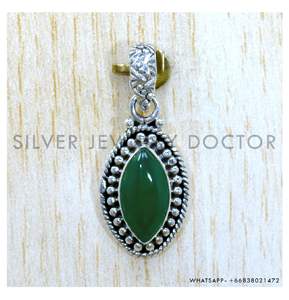 Colgante de Piedra Preciosa de Ónix Verde Estilo Bohemio para Mujer, Plata de Ley 925 Sólida, Colgante Hecho a Mano de Moda, Regalo para Ella - Product Image 1
