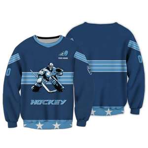 Ensemble d'uniformes de hockey rouge et noir, maillot et short personnalisés sublimés, design à rayures, col en V, manches longues, nom et numéro du joueur, athlétique - Product Image 5