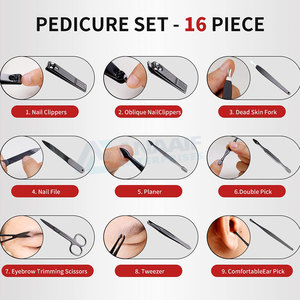 Ensemble de manucure et de pédicure en acier inoxydable pour hommes et femmes Kit d'instruments de soins de beauté dans un emballage en boîte - Product Image 3