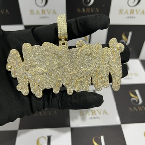 Pendentifs et breloques en or massif 14 carats personnalisés Pendentif en diamant de haute qualité certifié IGI Pendentif hip-hop glacé pour hommes - Product Image 1