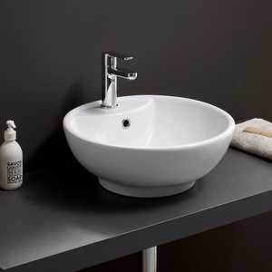 Lavabo rond blanc pour comptoir - Product Image 1