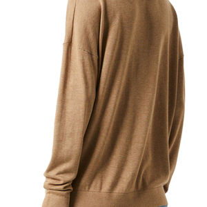 Vente en gros, sweatshirt femme personnalisé, surdimensionné, tendance, manches longues, épaules tombantes, col en V, couleur unie, pull-over, vêtements de gym, sweatshirt - Product Image 2