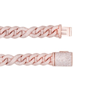 Estilo de lujo Iced Out Hip Hop S925 plata esterlina VVS claridad Moissanite corte redondo diamante cubano enlace infinito cadena para hombres - Product Image 2