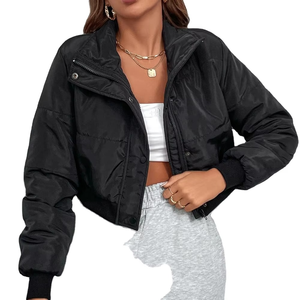 Nueva llegada popular nuevo estilo mujeres corto Varsity chaqueta inviernos nuevo diseño al por mayor manga larga cremallera chaqueta acolchada - Product Image 6