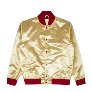 Chaqueta universitaria de satén de seda informal con logotipo personalizado a precio barato, chaqueta profesional transpirable Versity para hombre 2025 - Product Image 1