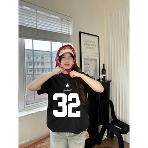 เสื้อยืดโอเวอร์ไซส์ทรงบ็อกซี่สำหรับวัยรุ่น แบบยูนิเซ็กซ์ ผ้าวาฟเฟิล ดีไซน์ปักลาย ระบายอากาศได้ดี ไซส์พลัส เป็นมิตรกับสิ่งแวดล้อม แห้งเร็ว - Product Image 1