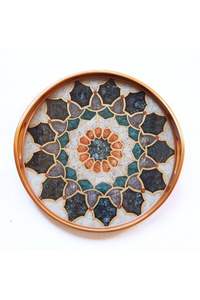 Plateau en bois rond tendance Meena imprimé vente chaude hôtel café Bar boissons plateau de service bonne qualité verre à eau plateau de bureau - Product Image 4