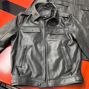Veste d'hiver en cuir de vache noir originale à la vente chaude Style uni pour hommes Vente en gros Faible MOQ 100% Haute qualité Veste de moto - Product Image 6