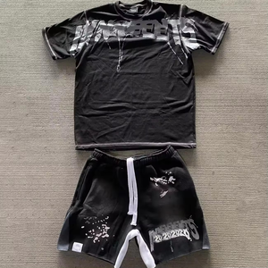 Custom Logo <b>Men</b> Summer 2-Piece Set High Quality Acid Wash Printing <b>Shorts</b> <b>and</b> <b>T</b>-<b>Shirt</b> Clothing for <b>Men</b> - Product Image 5