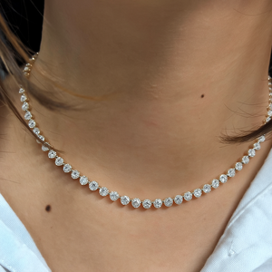 Collier tennis en diamant de laboratoire certifié IGI VVS 3,5 mm, or jaune rose massif 14 carats, CVD, 14 pouces, pour femmes - Product Image 1