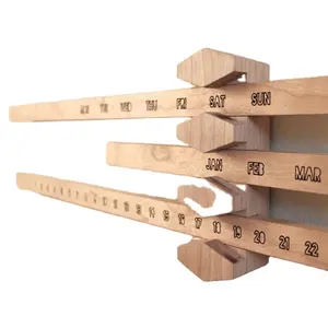 Adesivo de mesa de madeira personalizado, moderno, qualidade superior, calendário, bloco de contagem regressiva, cubos de calendário perpetuais