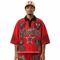 Polo pour homme de luxe vintage, personnalisé OEM, brodé et imprimé, style gothique, 300 grammes, 8XL, en coton