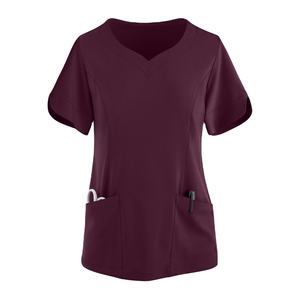 Spa élégant femmes uniforme col en V haut infirmière personnalisé propre Logo tailles hôpital médical clinique en gros remise en vrac gommage ensembles - Product Image 1