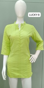 PRESENTA CHIKANKARI TOP CORTO TOTALMENTE LUCKNOWI TRABAJO EN LA PARTE DELANTERA + TRASERA + MANGAS - Product Image 5