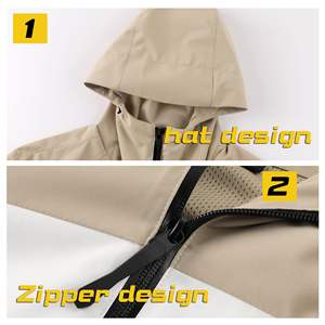 Veste légère en toile imperméable pour hommes, coupe-vent avec col montant, coutures complètes, logo personnalisé, manteau de pluie pour l'extérieur - Product Image 5