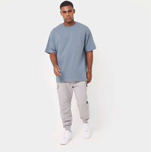 T-shirt à coupe boxy oversize tendance pour homme Épaule délavée lourde avec haut à col en O Style Streetwear - Product Image 4