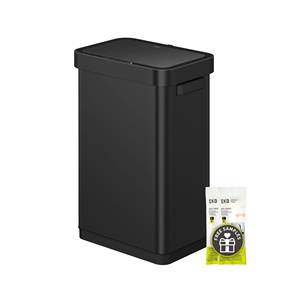 EKO ถังขยะแบบเซ็นเซอร์การเคลื่อนไหวทรงสี่เหลี่ยมแบบไม่ต้องสัมผัสขนาด50ลิตร/13.2แกลลอนถังถังถังถังถังถังถังถังสแตนเลสสีดำด้าน - Product Image 1