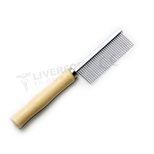 Meilleure vente 7 "outils de toilettage pour chiens personnalisés en acier inoxydable professionnel avec peigne à manche en bois pour les cheveux des chats de compagnie Double face - Product Image 5