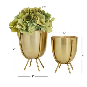 Vase de fleur de décor à la maison de luxe avec le planteur extérieur intérieur parfait de couleur d'or pour la décoration à la maison élégante - Product Image 2