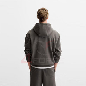 เสื้อฮู้ดดี้ผู้ชายทรงหลวม ผ้าฝ้ายฟลีซ 500GSM เป็นมิตรกับสิ่งแวดล้อม สั่งทำได้ตามต้องการ รับผลิตแบบ OEM แบรนด์ส่วนตัว สไตล์สตรีทแฟชั่น - Product Image 3