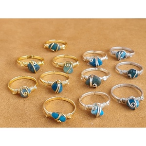 <b>Boho</b> Style Gold and Silver Plated Fashion <b>Rings</b> with Blue Stone Accents Resale Ready - Product Image 1