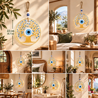Décoration murale TM8002, arbre de vie, œil maléfique, en céramique bleue et dorée, talisman porte-bonheur, ornement pour la maison, 22 cm