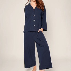 Pima Cotton Pajama Set Long Sleeve Women's <strong>Pyjamas</strong> Sustaianble <strong>Button</strong> <strong>up</strong> Sleep Shirt and Pant Organic Interlock Womens Sleepwear - Product Image 5