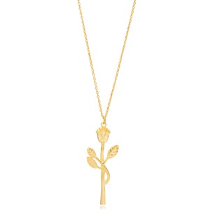 Collar con Colgante de Flor de Rosa Lisa, Joyería Turca Hecha a Mano al por Mayor, Plata de Ley 925 - Product Image 1
