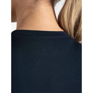 เสื้อยืดออกกำลังกายผู้หญิงสีกรมท่าเข้ม ผ้าฝ้าย 100% ยืดหยุ่น แขนสั้น คอกลม แห้งเร็ว ระบายอากาศดี ไม่เป็นขุย - Product Image 6