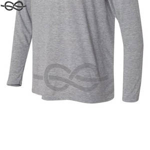 T-shirt à manches longues personnalisable pour homme, en polyester/coton tissé, séchage rapide, compression, taille 2XL, gris sport, pour la salle de sport - Product Image 4